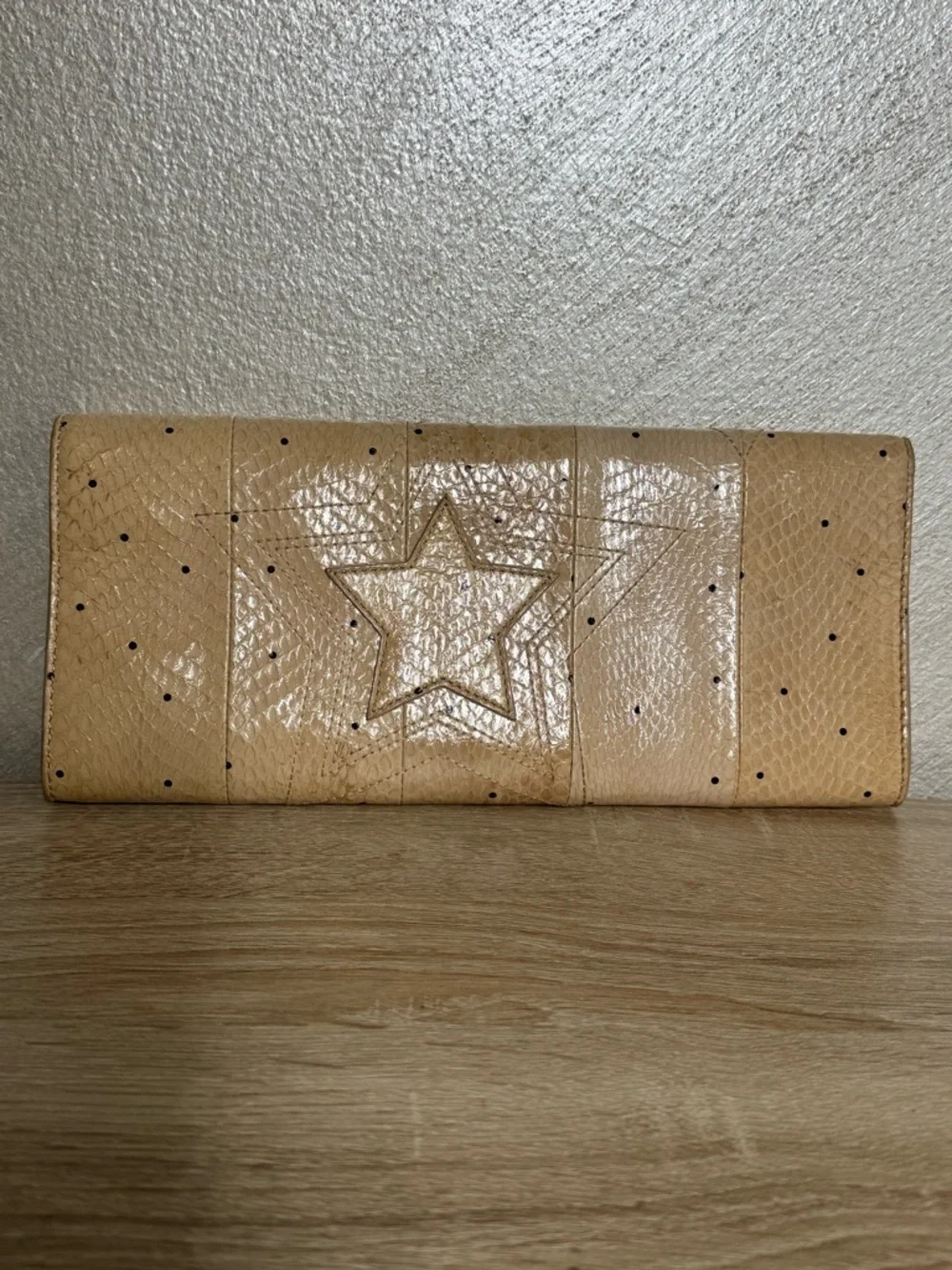 Brian Atwood Beige Snake Leather Print  Clutch